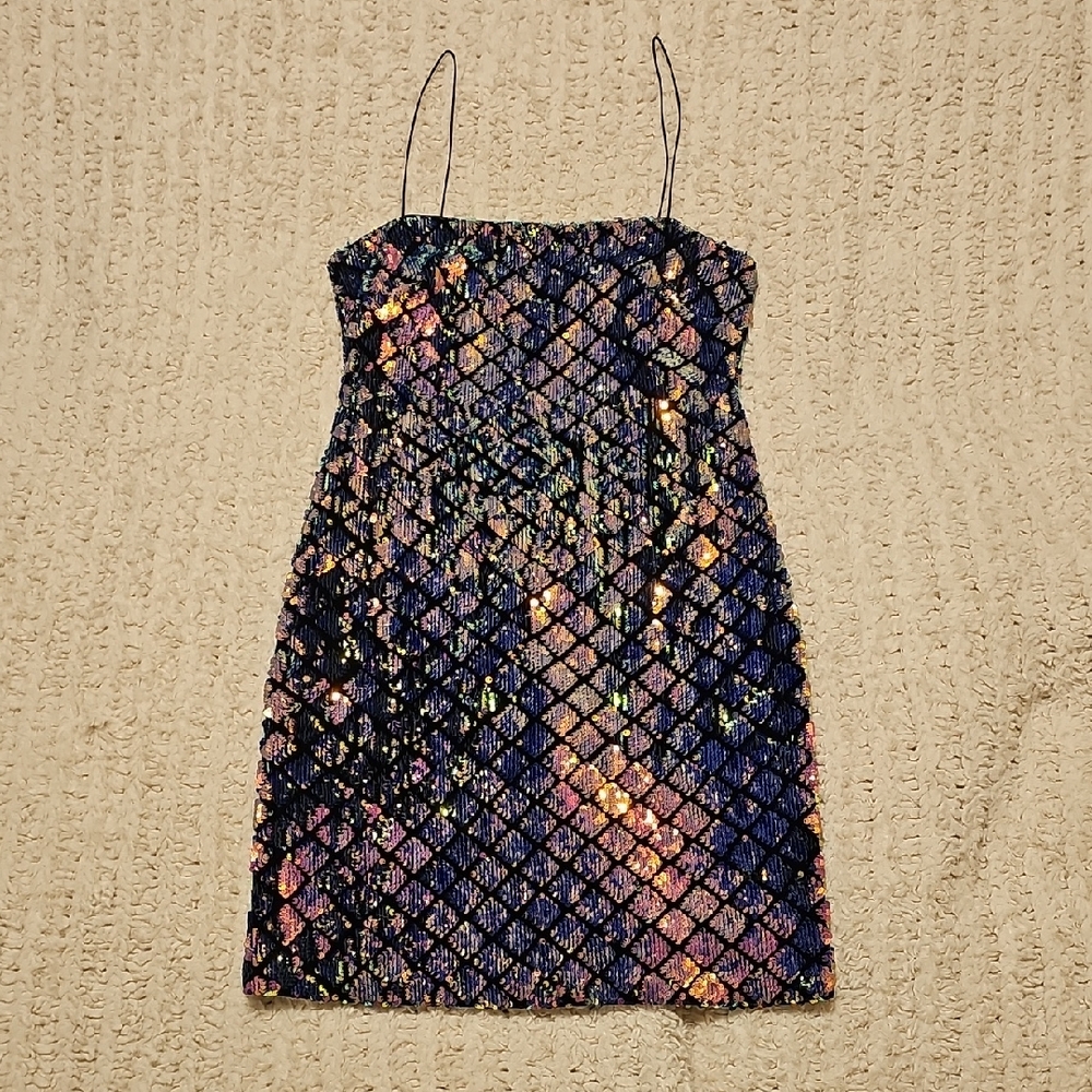 Elegant Iridescent Topshop Sequin Mini Dress
